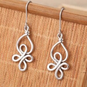 Silvertone Swirl Drop Earrings